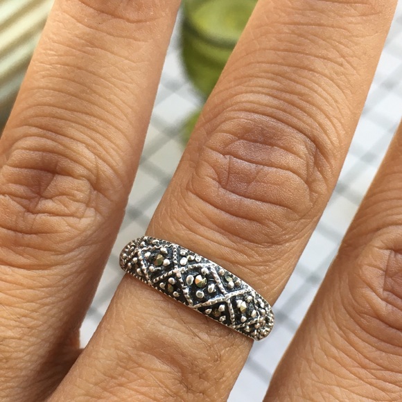 Marcasite Ring - Victorian Style Ring - Pyrite Ring - 925 Sterling Silver - Picture 7 of 11